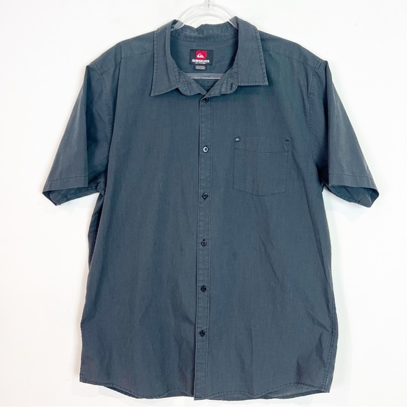 QUIKSILVER BLACK SHORT SLEEVE BUTTON FRONT SHIRT MENS SZ XXL - Picture 5 of 5
